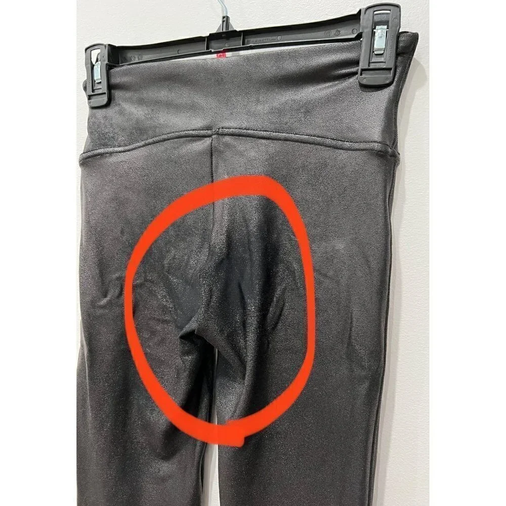 SPANX Size S Faux Leather Leggings Coated Black